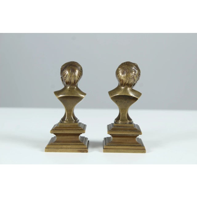 Antique Miniature Bronze Busts of Children Laughing and Crying, 1880s, Set of 2 For Sale - Image 11 of 13