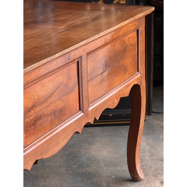 19th Century French Cherry Desk With Cabriole Legs and Two Drawers For Sale - Image 12 of 13