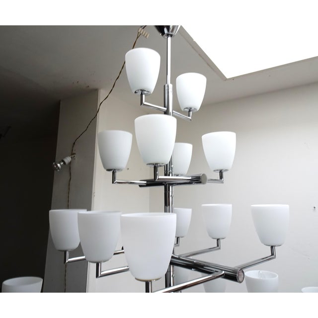 Glass Large Vintage 006/20 Chrome and Glass Chandelier by Pietro Chiesa for Fontana Arte, 1990s For Sale - Image 7 of 17