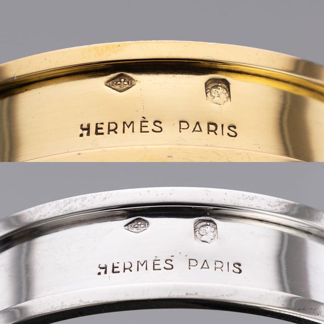 Mid 20th Century French Silver Gilt Napkin Rings from Hermès, 1960s, Set of 2 For Sale - Image 9 of 10