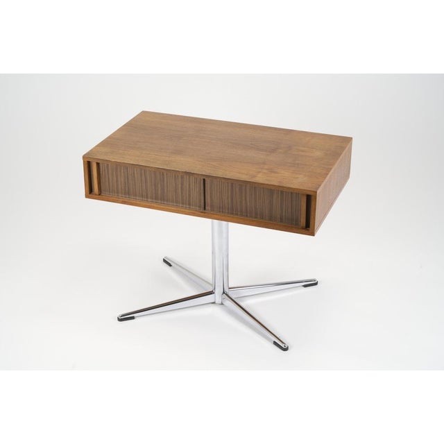 Wood Mid-Century Walnut Rotating TV Side Table, 1970s For Sale - Image 7 of 18