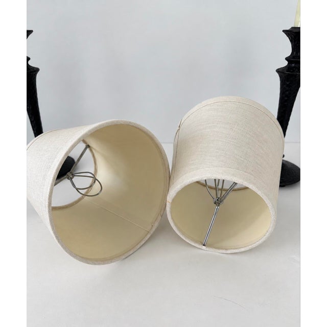 Small Dark Patinated Brass or Bronze Giacometti Style Table Lamps - Pair For Sale - Image 13 of 14