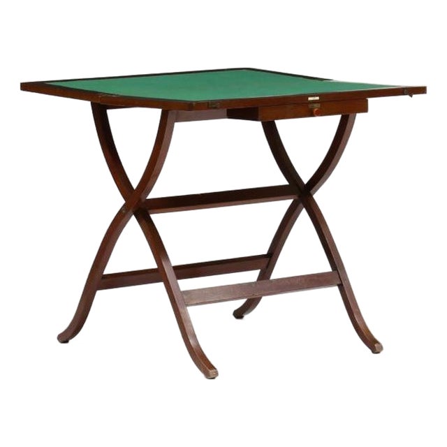 J. D. Vickery Mahogany Campaign Games Table For Sale