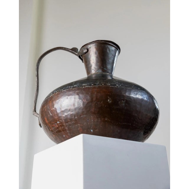 Large Antique Hand-Hammered Copper and Bronze Jug, Italy, 1700s For Sale - Image 6 of 11