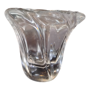1950s Daum Crystal Free Form Vase, Signed