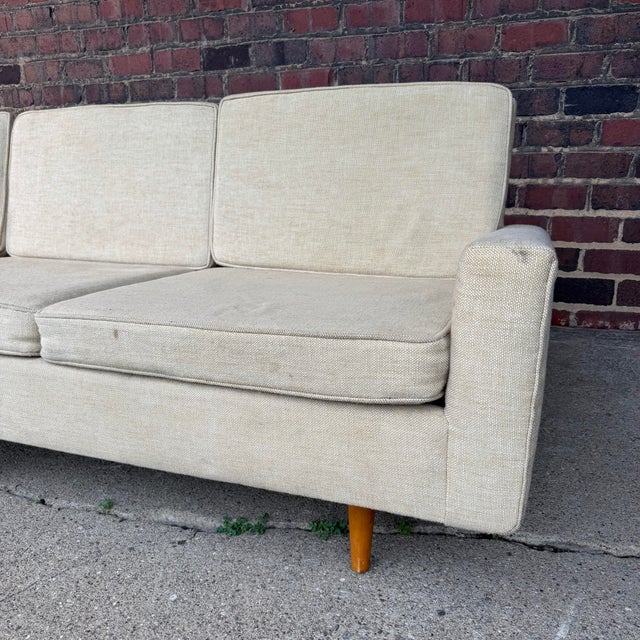 Early Florence Knoll Beige Sofa For Sale - Image 12 of 12