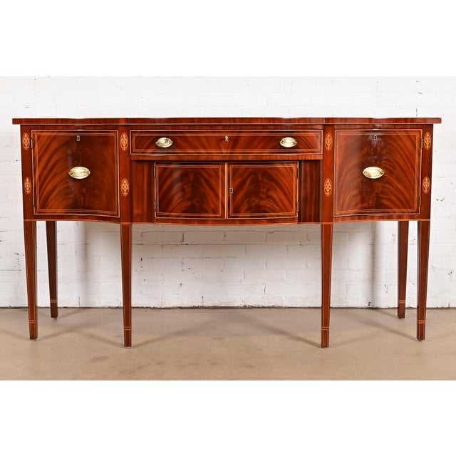 Kindel Furniture Federal Inlaid Flame Mahogany Bow Front Sideboard Credenza For Sale - Image 16 of 16