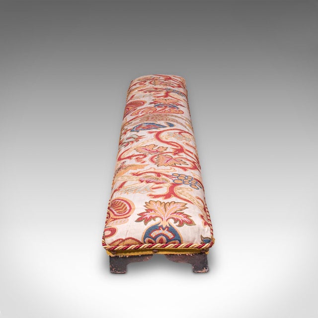Late 19th Century Long Antique Carriage Stool, English, Crewelwork, Fireside Foot Rest, Victorian For Sale - Image 5 of 12