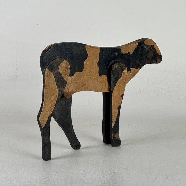 Vintage Folk Art Primitive Hand Formed and Painted Early 20th Century Americana Cow Sculpture For Sale In New York - Image 6 of 8