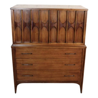 Mid 20th Century Kent-Coffey 'Perspecta' Walnut / Rosewood Highboy Dresser For Sale