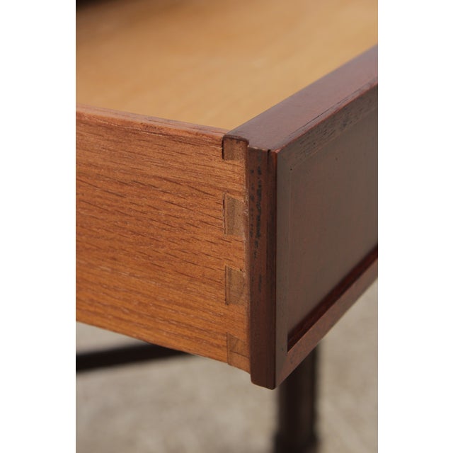 Wood Pair of Baker Chippendale Mahogany Lamp Tables W. Drawer For Sale - Image 7 of 18