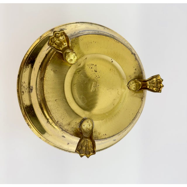 Vintage English Embossed Brass Footed Planter Cachepot For Sale - Image 9 of 10