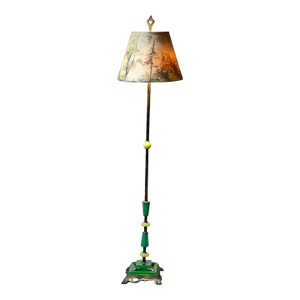 Antique Art Deco Uranium and Slag Glass Lamp C. 1920