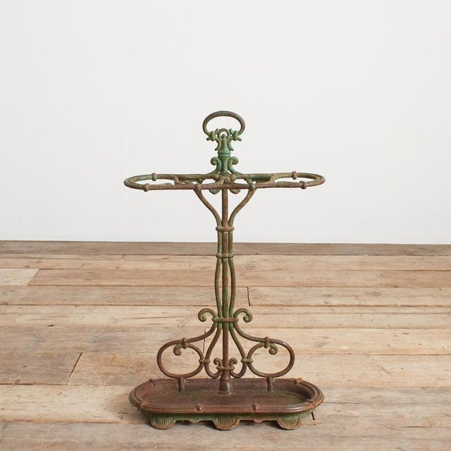 Metal Antique Victorian Cast Iron Umbrella Stand For Sale - Image 7 of 7
