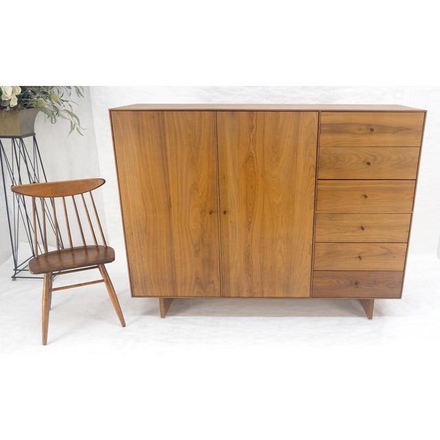 Solid Walnut Chiffonier 5 Drawers Dresser Two Doors Compartment Mid Century MINT For Sale - Image 12 of 18