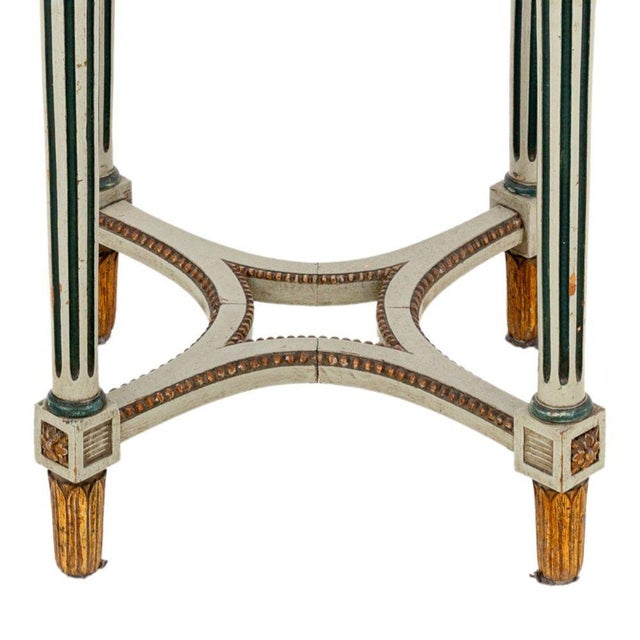 Louis XVI Style Marble Top Gilt Painted Lamp Table For Sale - Image 4 of 6