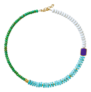 Turquoise Lapis Color Block Necklace