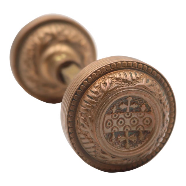 Pair of Reading Windsor Brass Entry Door Knobs For Sale