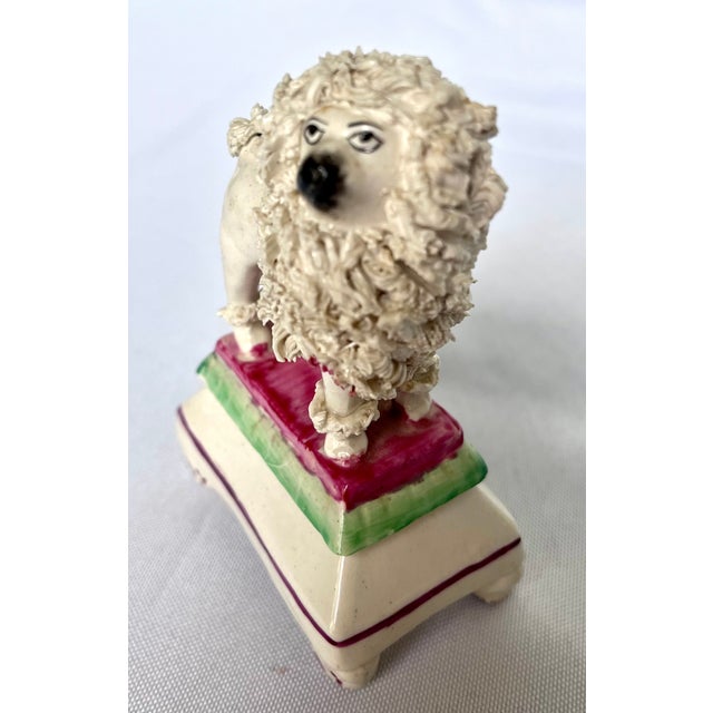 Antique Victorian Staffordshire Spaghetti Poodles on Pillow Bases - A Pair For Sale - Image 12 of 16
