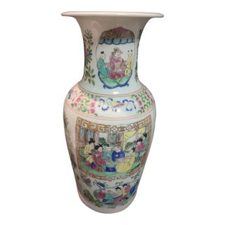 Chinese Ceramic Vase Qing Dynasty Kangxi Marked Famille Verte Porcelain Vase Hand Painted Figures Story Pattern For Sale