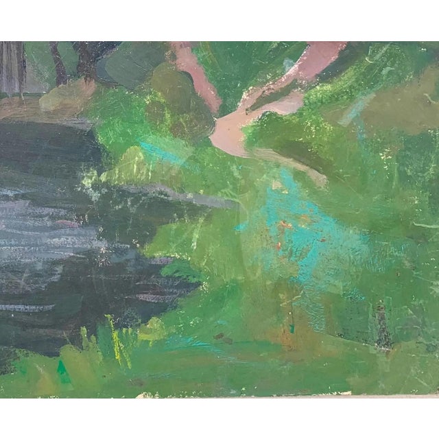 Summer Painting River Rural Landscape Impressionism Antique Oil Painting Original Soviet Art Ukrainian Artist Sokolovsky G. 40-50 1970s For Sale - Image 6 of 6