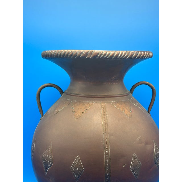 Textile Antique Arts & Crafts Hand-Hammered Copper Urn With Riveted Seams, C. 1890–1915 For Sale - Image 7 of 12