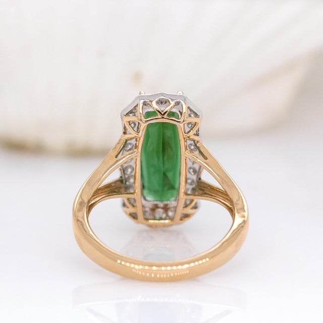 3.3ct Aaa Indicolite Tourmaline Ring W Natural Diamond Halo in 14k Solid Gold For Sale In Columbus - Image 6 of 7