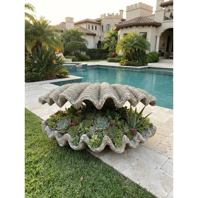 Monumental Resin Giant Clam Shell Garden Statue & Planter Accent For Sale - Image 12 of 12
