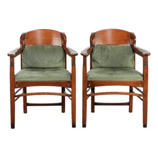 Art Nouveau Jugendstil Dining Chairs with Suede Upholstery from Schuitema, Set of 2 For Sale