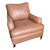 Vintage Salmon Pink Hancock & Moore Leather Lounge Chair For Sale