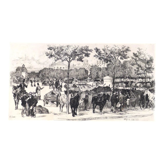 Metz. Fin Juillet 1870 - Original Etching by Auguste Lançon - 1870 Late 1800 For Sale