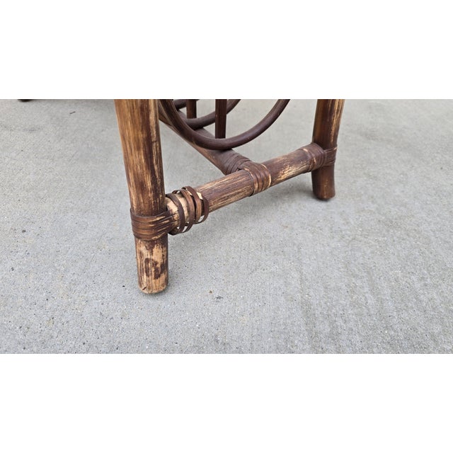 Vintage Rustic Coastal Bamboo Rattan Brown Magazine Rack Side Table For Sale - Image 13 of 14