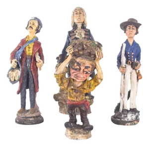 Painted Clay Sculptures by Ceramist Solrac, Portugal, 1980s, Set of 4