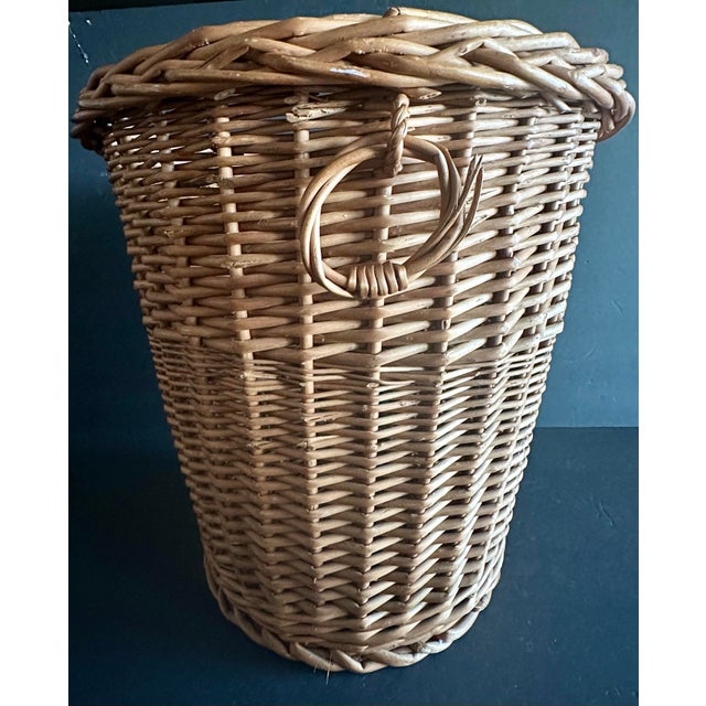 Late 20th Century Vintage Mid-Late 20th Century Wicker Wastebasket For Sale - Image 5 of 12