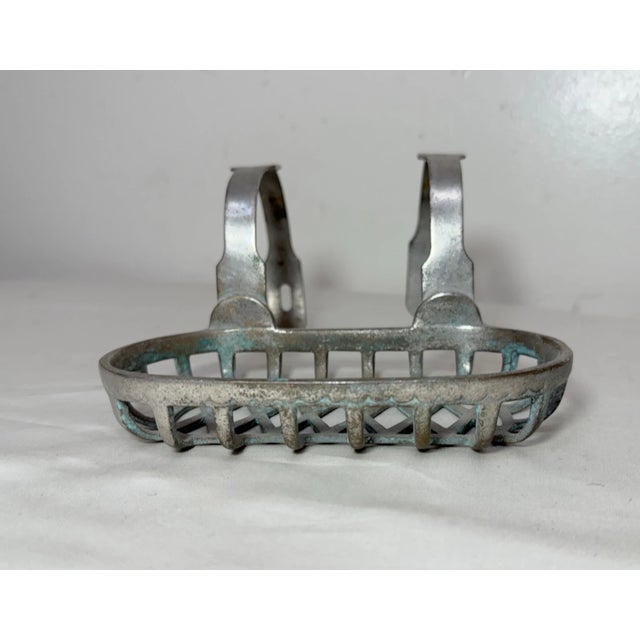 1910s Antique Industrial Nickel Plate Brass Bathroom Bathtub Fixture Soap Dish Holder For Sale - Image 5 of 12