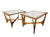 Vintage Lane Silhouette Mid-Century Modern Walnut Side Tables, Pair – Sculptural X-Stretcher Base with Inset Glass Tops A...