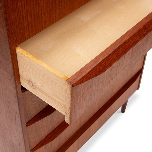 1960s Vintage Danish Mid-Century Six-Drawer Teak Tallboy Dresser 1960s For Sale - Image 5 of 7