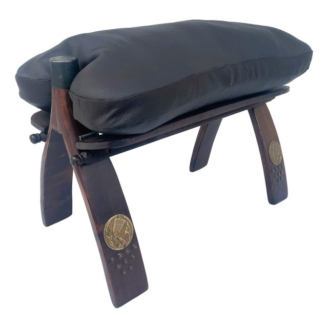 Vintage Camel Saddle Ottoman in Leather, 1960s For Sale