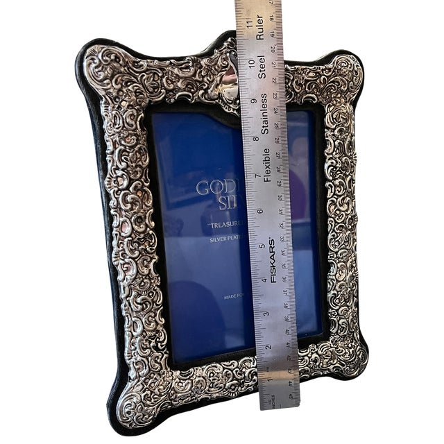 Silver Large Vintage Godinger Silverplated Rococo Picture Frame 10.75" Tall for 5" × 7" Photo For Sale - Image 8 of 10