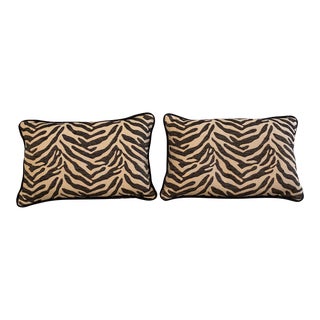 Pair of Zebra Print Lumbar Pillows For Sale