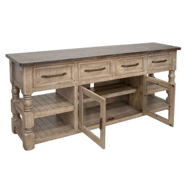 Rustic Aria Solid Wood Tv Stand - 78.75" For Sale - Image 3 of 3