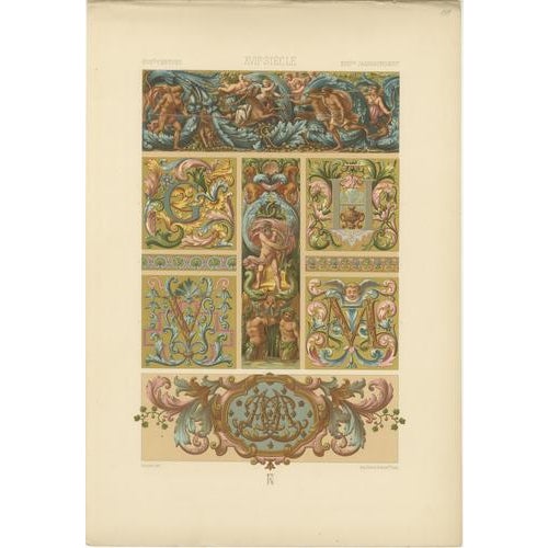 Albert Racinet, Three Monumental Renaissance Ornament Chromolithographs, 1873, Paper For Sale - Image 4 of 9