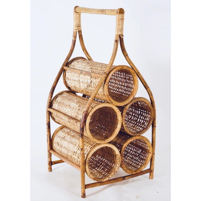 Mid 20th Century Mid 20th Century Rattan & Bamboo Wine Rack For Sale - Image 5 of 13