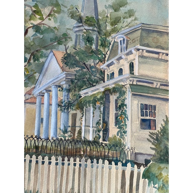 Vintage Nina Kickbusch Gibbons Framed Architectural Watercolor For Sale - Image 4 of 12