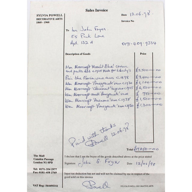 Circa 1938 Large Scale Vase "Anemone" Design by Moorcroft, England For Sale - Image 4 of 5