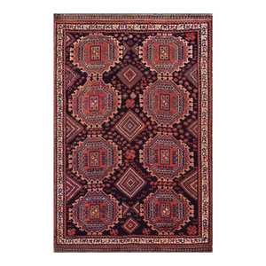 Wonderful Navy Blue Background With Vibrant Details Geometric Pattern Antique Persian Tribal Afshar Rug