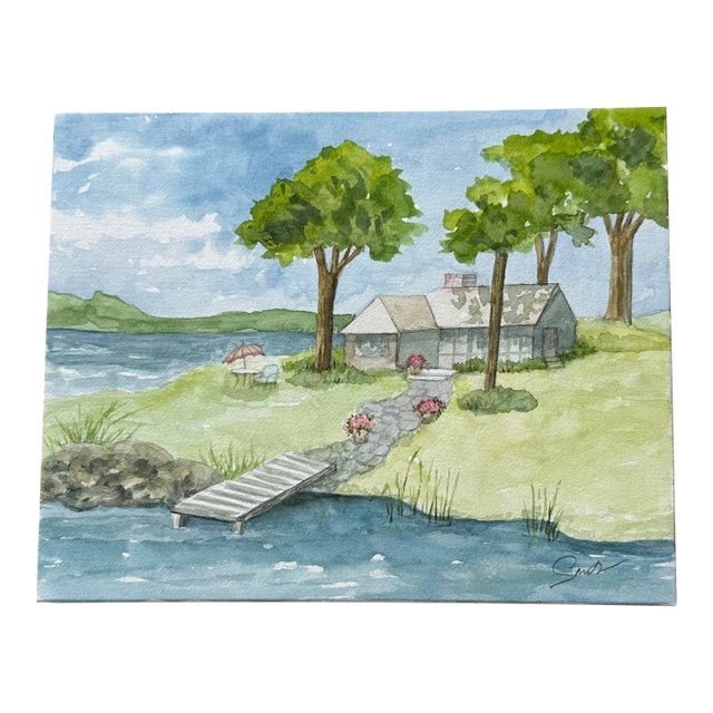 Nancy Smith Signed Original Watercolor Seascape “Summer Place” For Sale