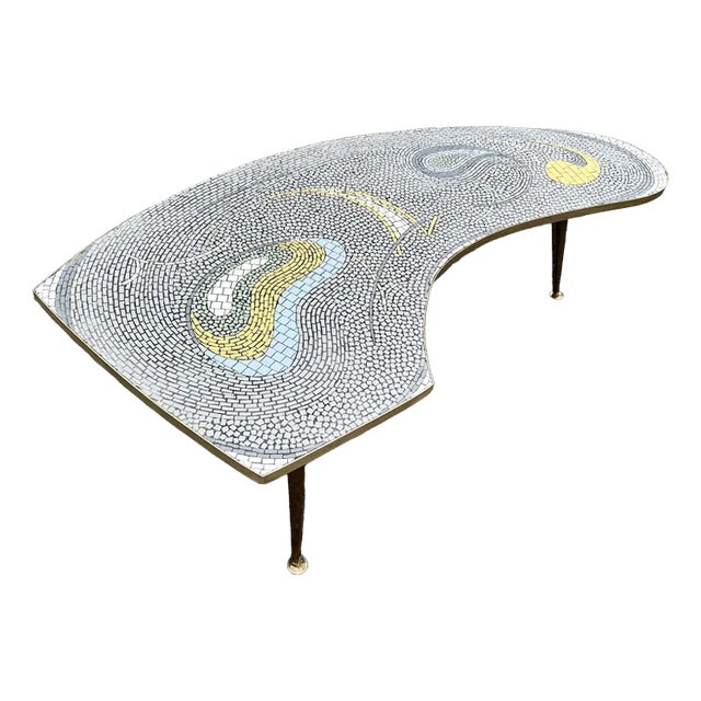 Kidney Side Table with Mosaic Top, 1950s For Sale