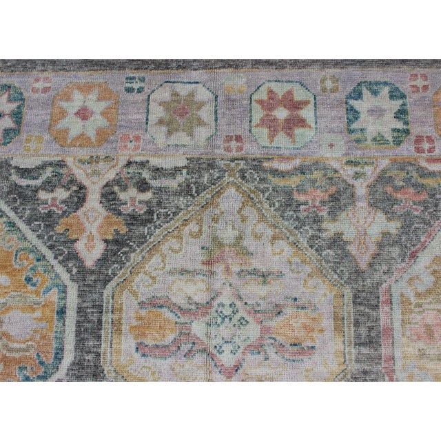 Tribal All-Over Design Turkish Oushak Rug With Large Medallions For Sale - Image 9 of 13