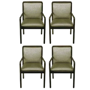 Four Martin Brattrud Ebonized and Upholstered Armchairs